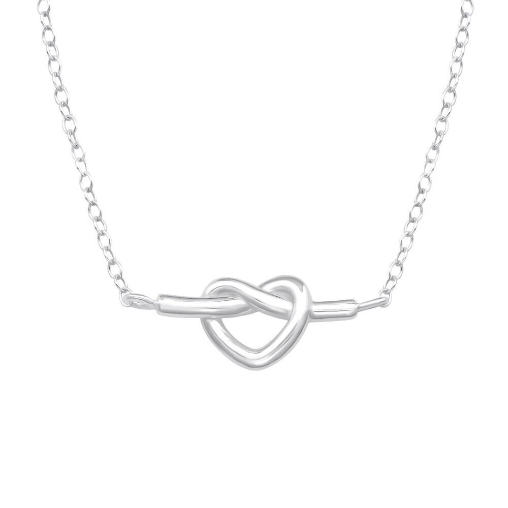 Sterling Silver Heart Knot Necklace 16mm | Dainty